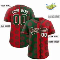 Green Red Split Flower Graffiti Authentic Baseball Jersey 2