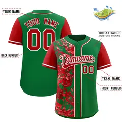 Green Red Split Graffiti Raglan Sleeve Baseball Jersey 2