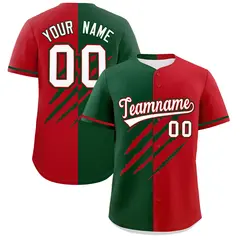 Green Red Split Tiger Claw Scratch Baseball Jersey 1