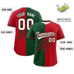 Green Red Split Tiger Claw Scratch Baseball Jersey 2
