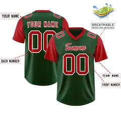 Green Red Star Pattern Raglan Sleeves Football Jersey 2