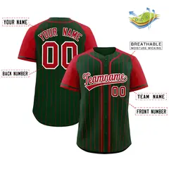 Green Red Stripe Raglan Sleeves Fashion Baseball Jersey 2