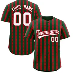 Green Red Thick Stripes Star Pattern Baseball Jersey