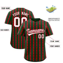Green Red Thick Stripes Star Pattern Baseball Jersey 2