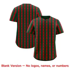 Green Red Thick Stripes Star Pattern Baseball Jersey 7