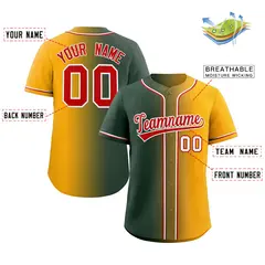 Green Red-White Gradient Fashion Authentic Baseball Jersey 2