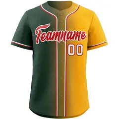 Green Red-White Gradient Fashion Authentic Baseball Jersey 3