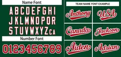 Green Red-White Stripe Raglan Baseball Jersey 3