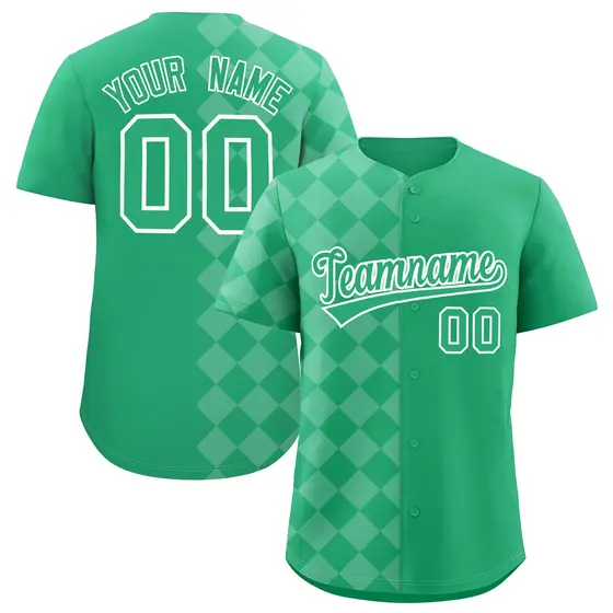 Green Rhombus Design Authentic Baseball Jersey