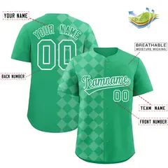 Green Rhombus Design Authentic Baseball Jersey 2