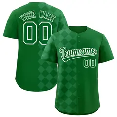Green Rhombus Design Authentic Baseball Jersey