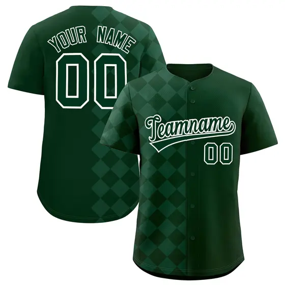 Green Rhombus Design Authentic Baseball Jersey