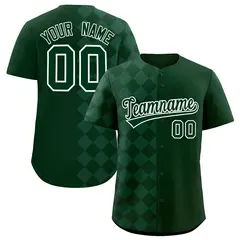 Green Rhombus Design Authentic Baseball Jersey 1
