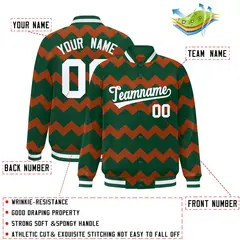 Green Ripple Color Block Varsity Letterman Jacket 2