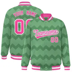 Green Ripple Color Block Varsity Letterman Jacket