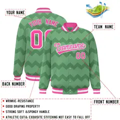 Green Ripple Color Block Varsity Letterman Jacket 2