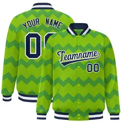 Green Ripple Color Block Varsity Letterman Jacket 1