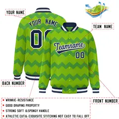 Green Ripple Color Block Varsity Letterman Jacket 2