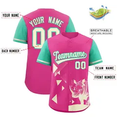 Green Rose Red Raptor Series Raglan Baseball Jersey 2