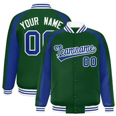 Green Royal Color Block Raglan Varsity Letterman Jacket 1