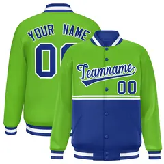 Green Royal Color Block Varsity Full-Snap Letterman Jacket 1