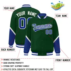 Green Royal Color Block Varsity Letterman Baseball Jacket 2