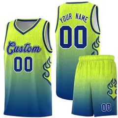 Green Royal Flame Gradient Fashion Basketball Jersey