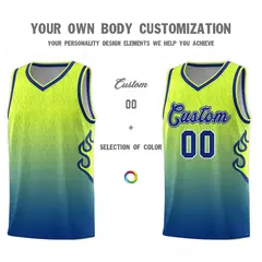 Green Royal Flame Gradient Fashion Basketball Jersey 3
