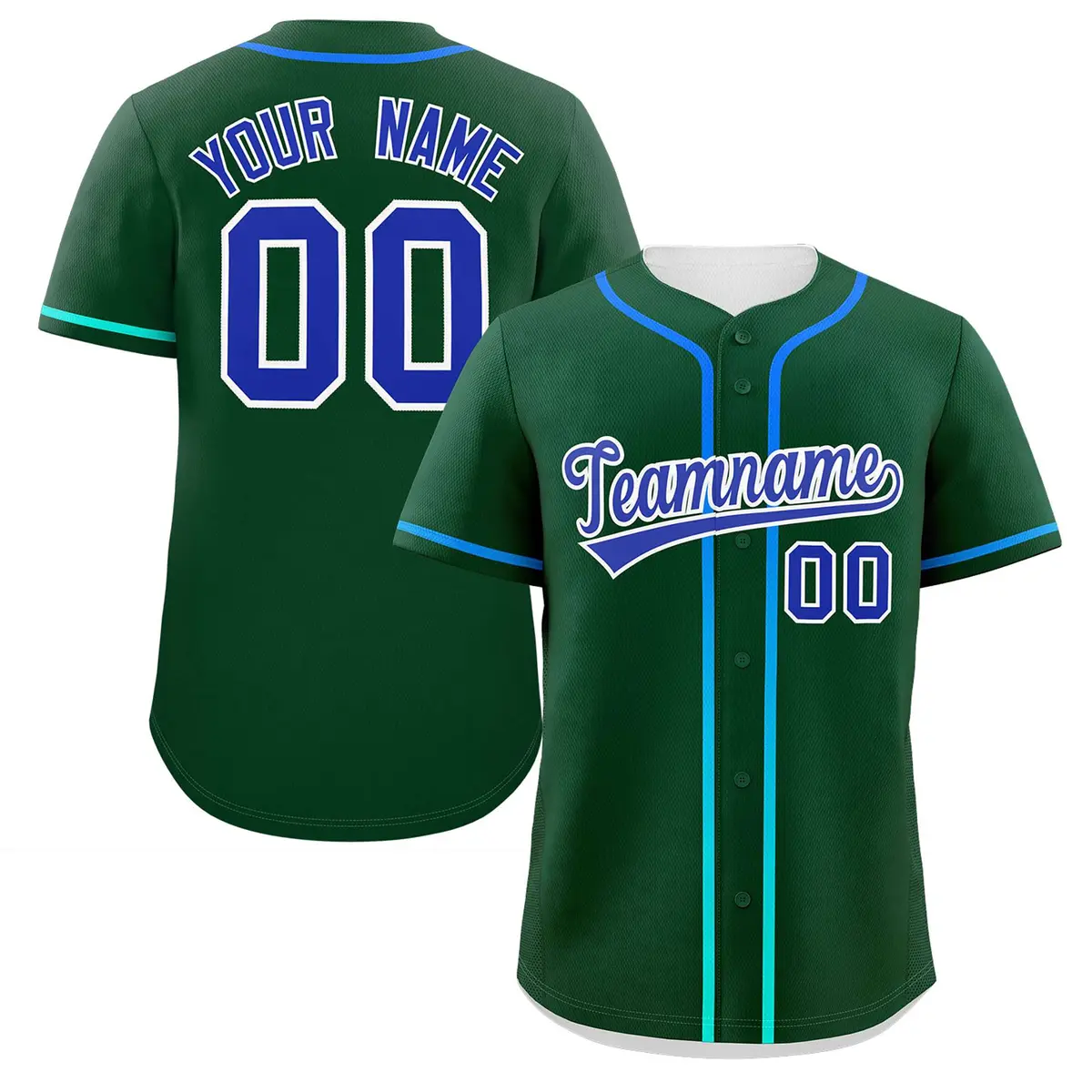 Green Royal Gradient Ribbed Authentic Baseball Jersey