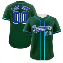 Green Royal Gradient Ribbed Authentic Baseball Jersey 1