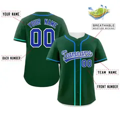 Green Royal Gradient Ribbed Authentic Baseball Jersey 2
