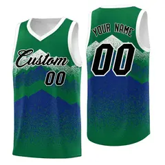 Green Royal Mountain Fade Gradient Fashion Basketball Jersey 1