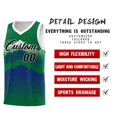 Green Royal Mountain Fade Gradient Fashion Basketball Jersey 2