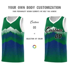 Green Royal Mountain Fade Gradient Fashion Basketball Jersey 3