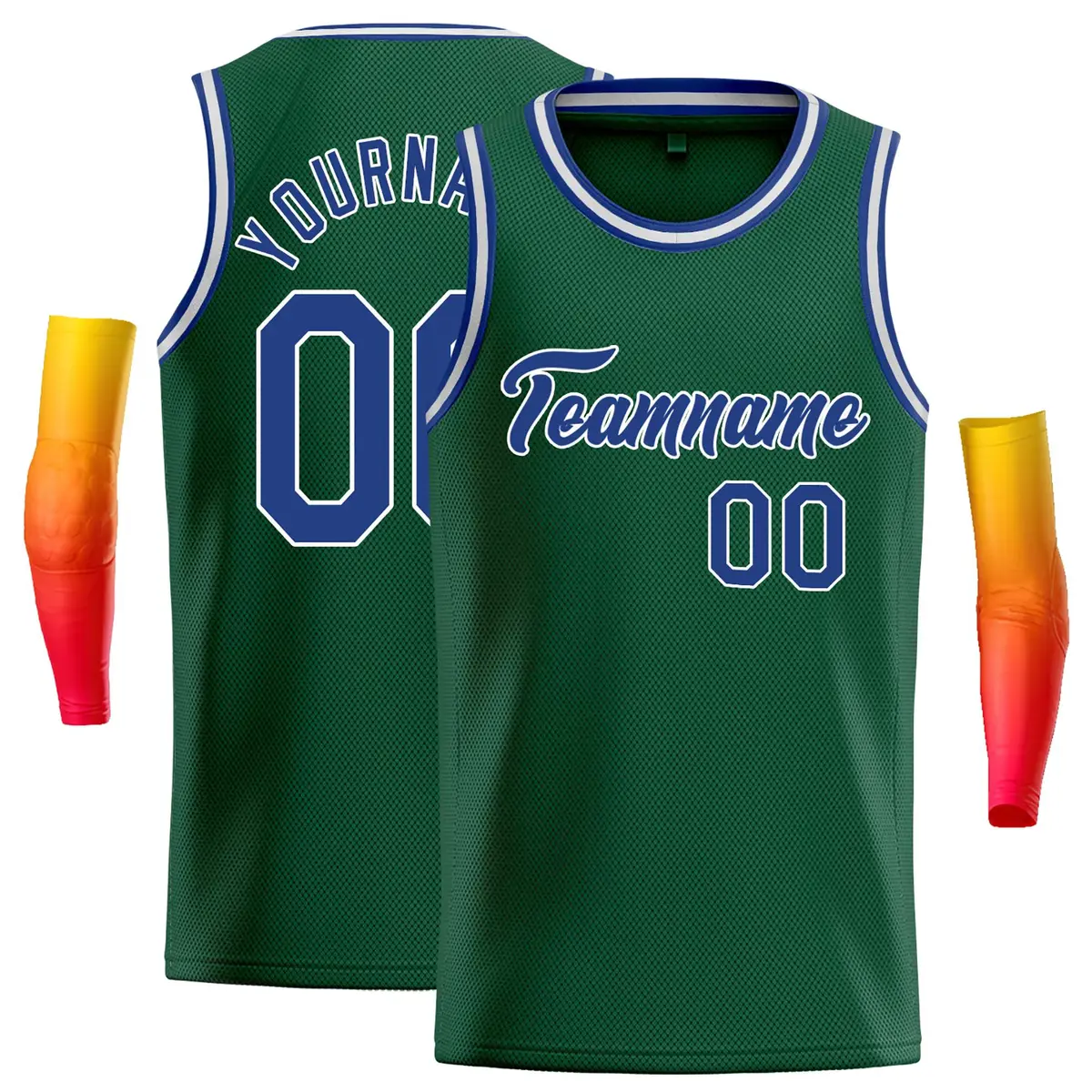 Green Royal-White Classic Casual Basketball Jersey