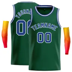Green Royal-White Classic Casual Basketball Jersey