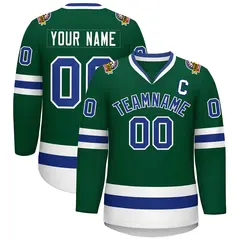 Green Royal-White Classic Style Hockey Jersey