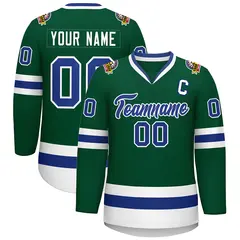 Green Royal-White Classic Style Hockey Jersey 1