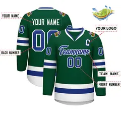 Green Royal-White Classic Style Hockey Jersey 2