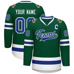 Green Royal-White Classic Style Hockey Jersey 1