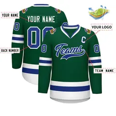 Green Royal-White Classic Style Hockey Jersey 2