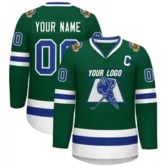 Green Royal-White Classic Style Hockey Jersey 1