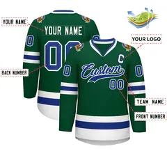Green Royal-White Classic Style Hockey Jersey 2