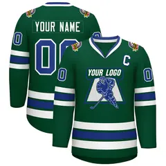 Green Royal-White Classic Style Hockey Jersey 1