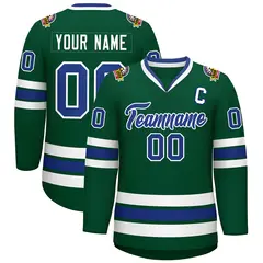 Green Royal-White Classic Style Hockey Jersey 1