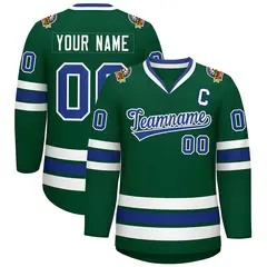 Green Royal-White Classic Style Hockey Jersey 1