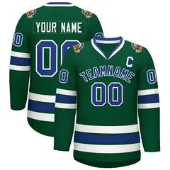 Green Royal-White Classic Style Hockey Jersey 1