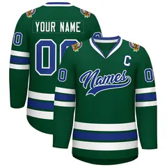 Green Royal-White Classic Style Hockey Jersey 1