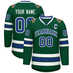 Green Royal-White Classic Style Hockey Jersey 1