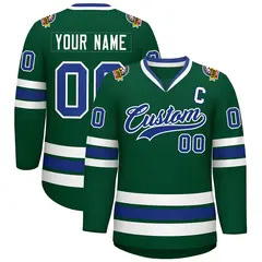 Green Royal-White Classic Style Hockey Jersey 1